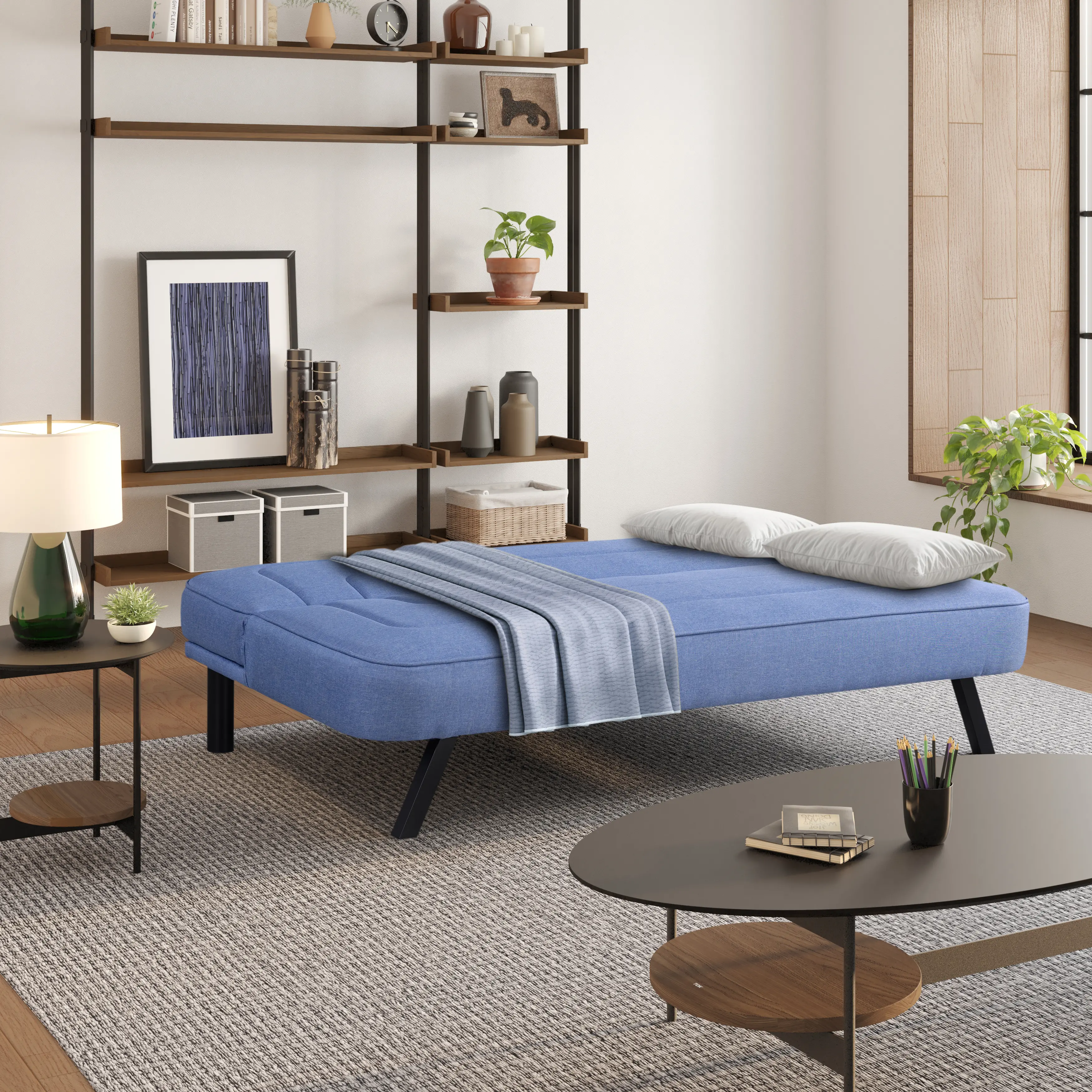 123A047BLU Serta Mia Charcoal Gray Convertible Sleeper Sofa-2