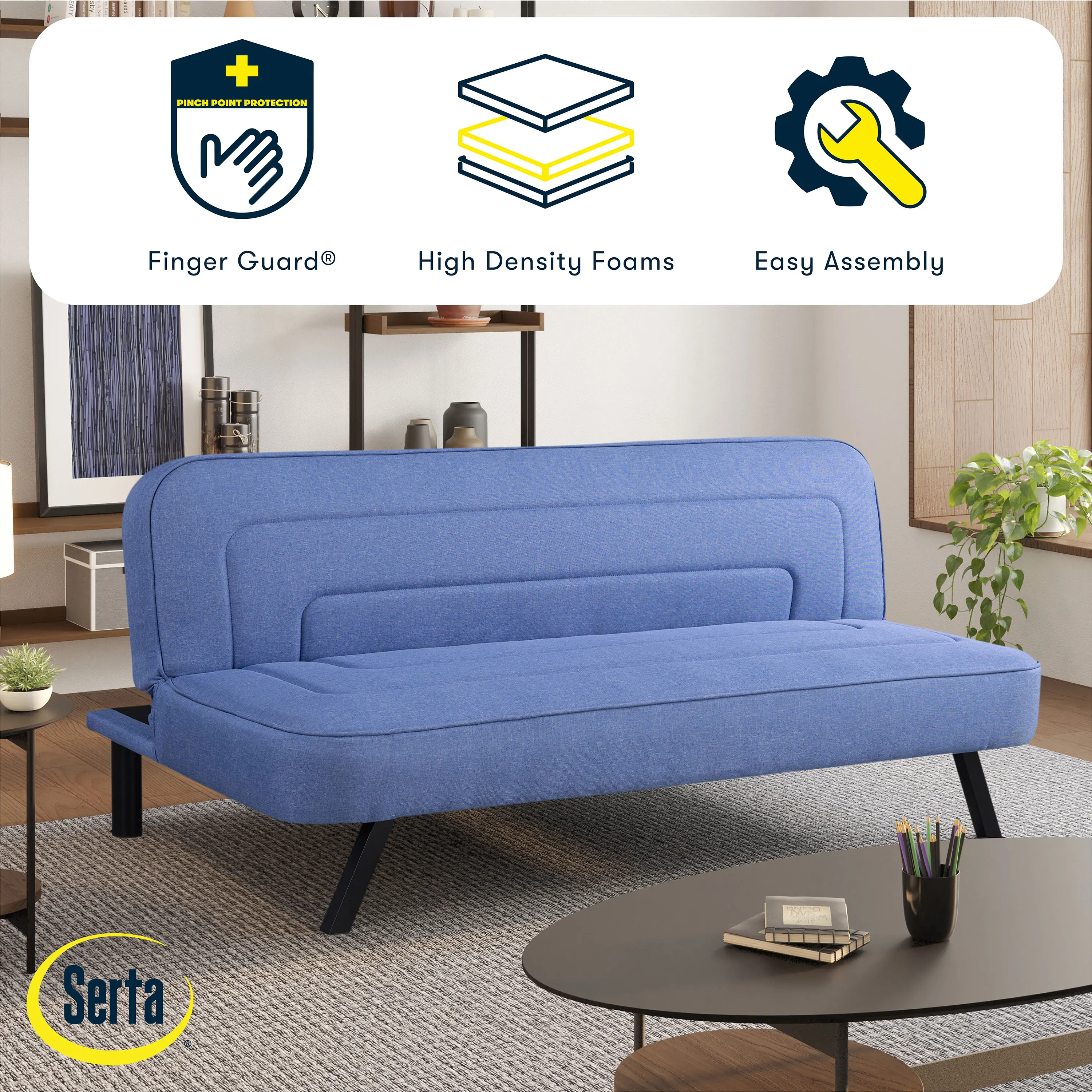 123A047BLU Serta Mia Charcoal Gray Convertible Sleeper Sofa-3