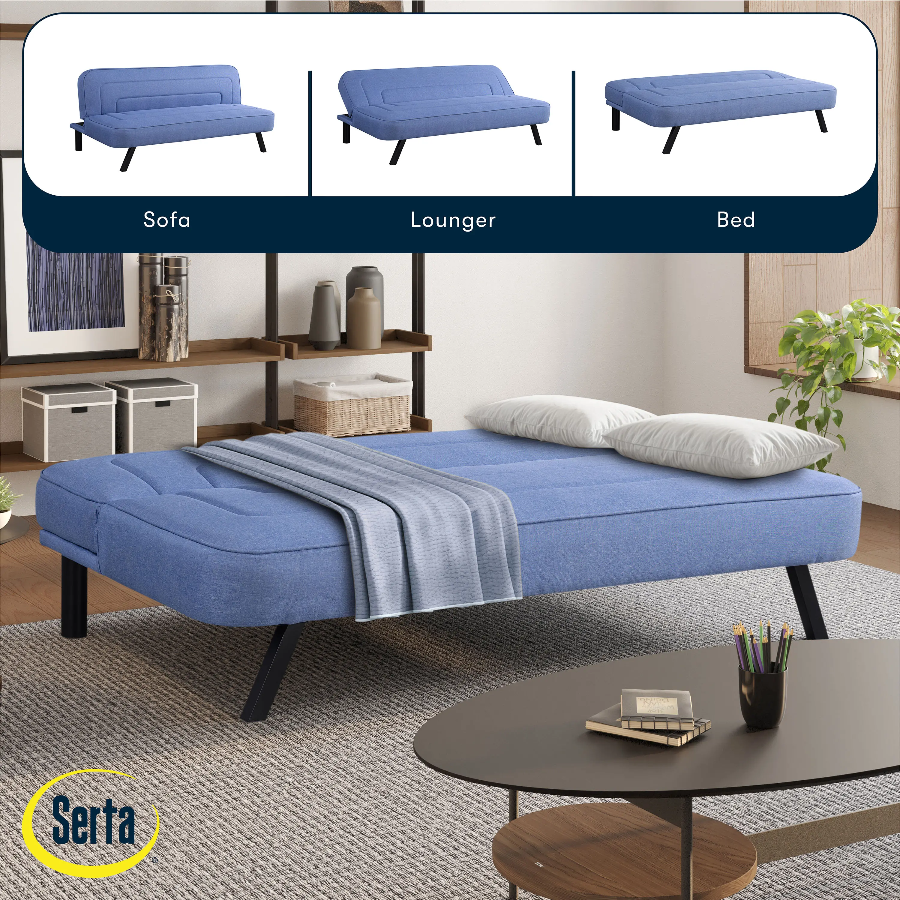 123A047BLU Serta Mia Charcoal Gray Convertible Sleeper Sofa-4