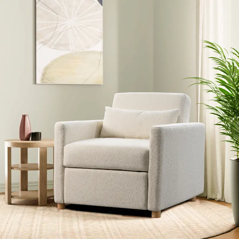 Serta Isla Ivory Boucle Convertible Accent Chair