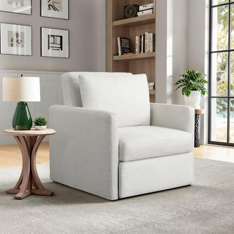 Serta Serena Cream Woven Convertible Sleeper Chair