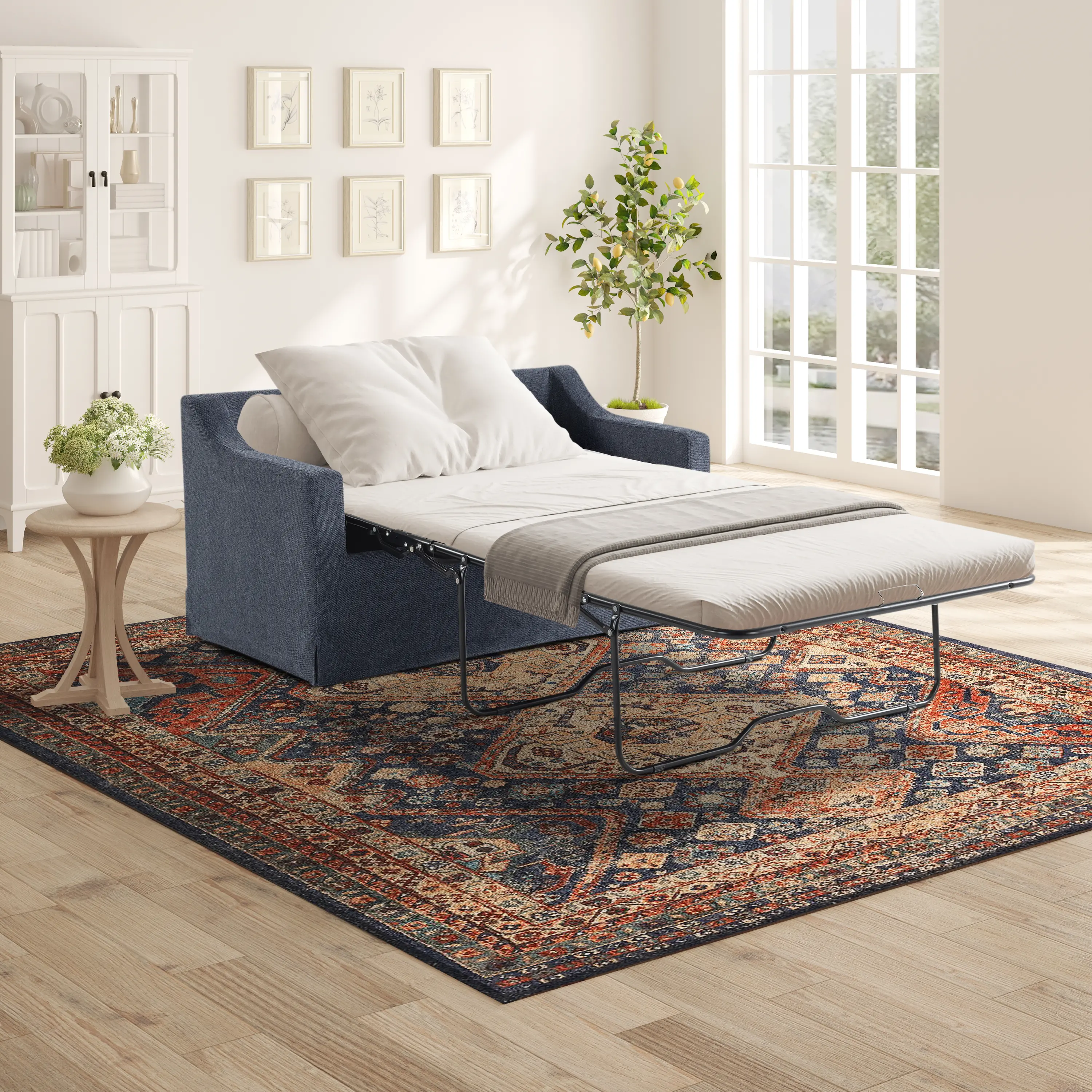 114A063NVY Serta Alex Navy Blue Loveseat Twin Pull-Out Sleeper-2