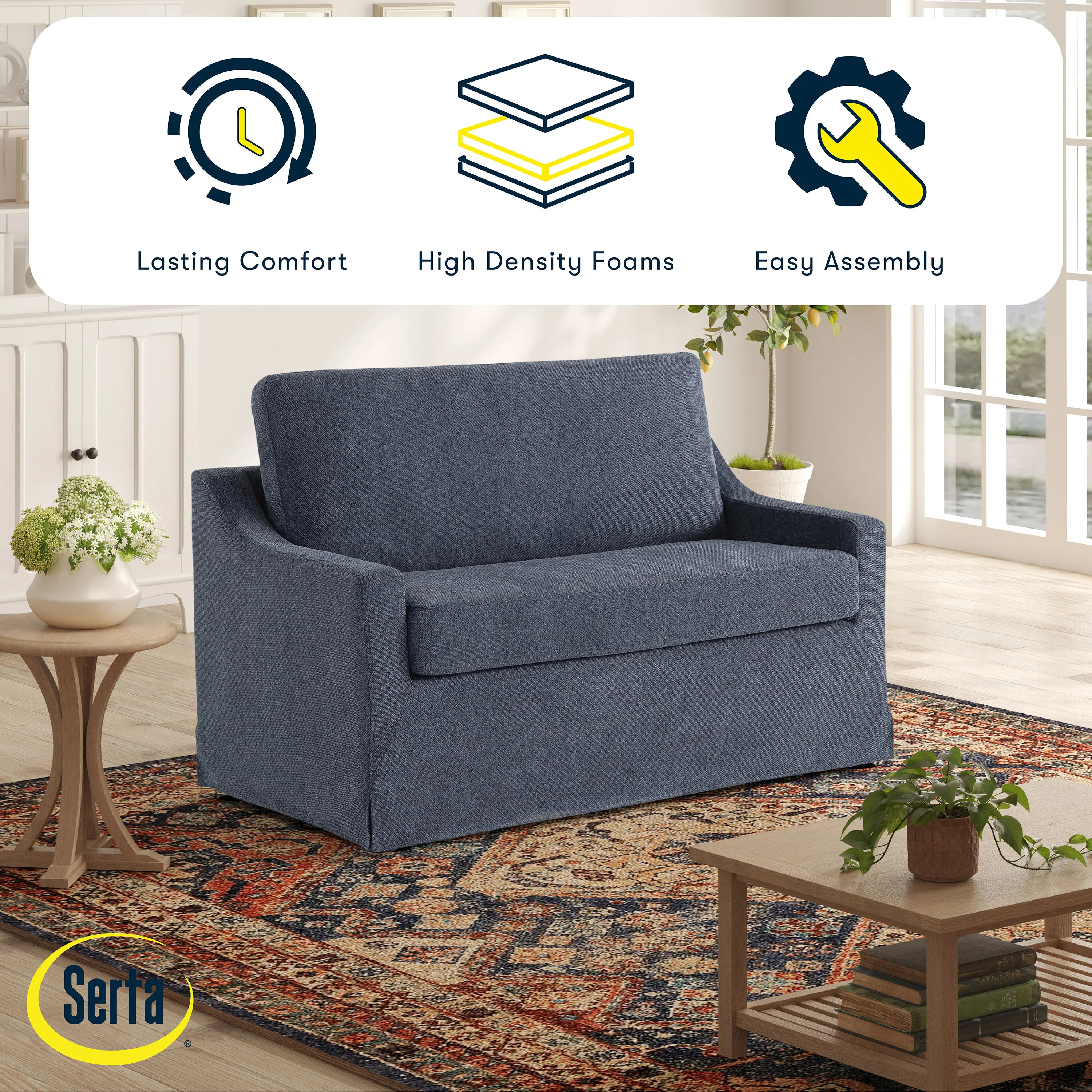 114A063NVY Serta Alex Navy Blue Loveseat Twin Pull-Out Sleeper-3