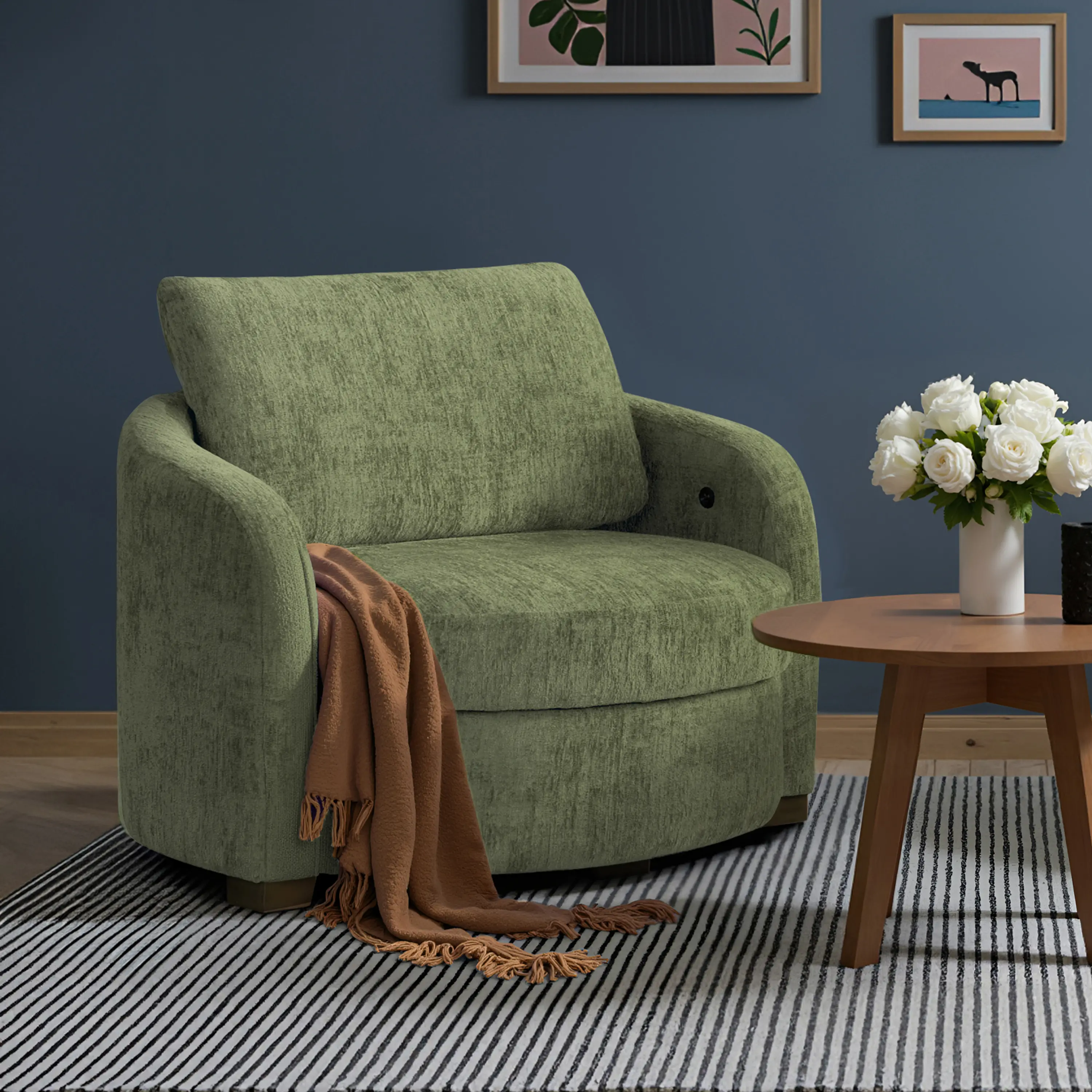 171A038OLV Chatsworth Olive Boucle Storage Accent Chair-1