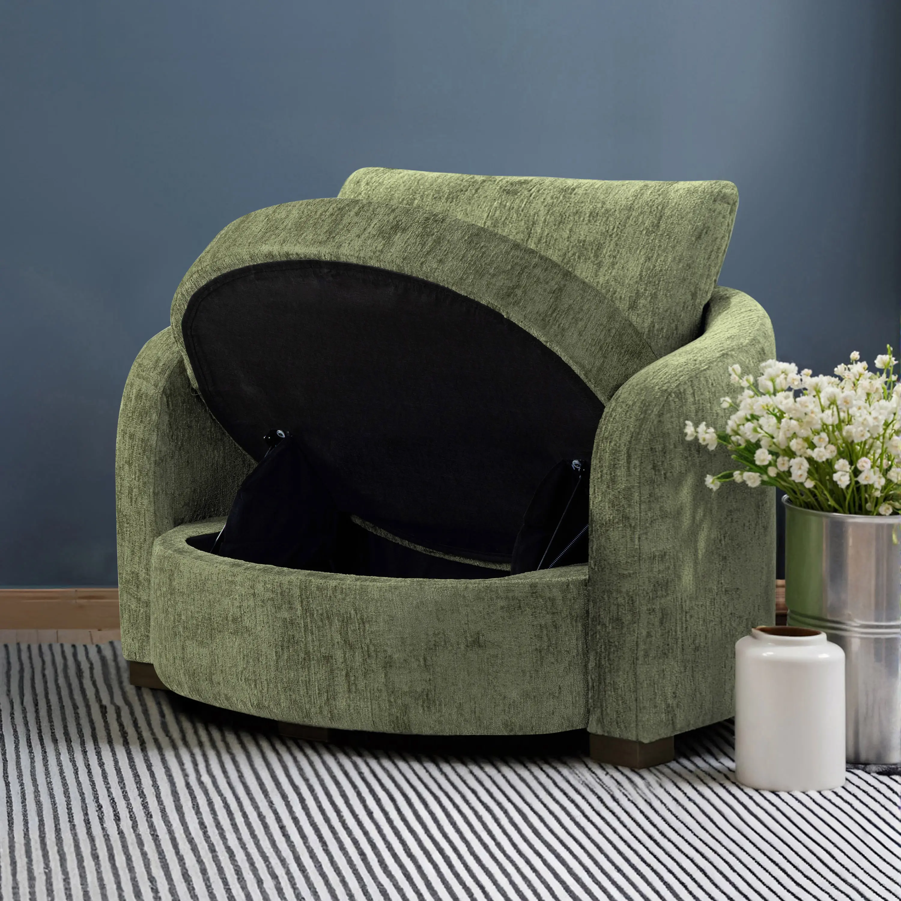 171A038OLV Chatsworth Olive Boucle Storage Accent Chair-3
