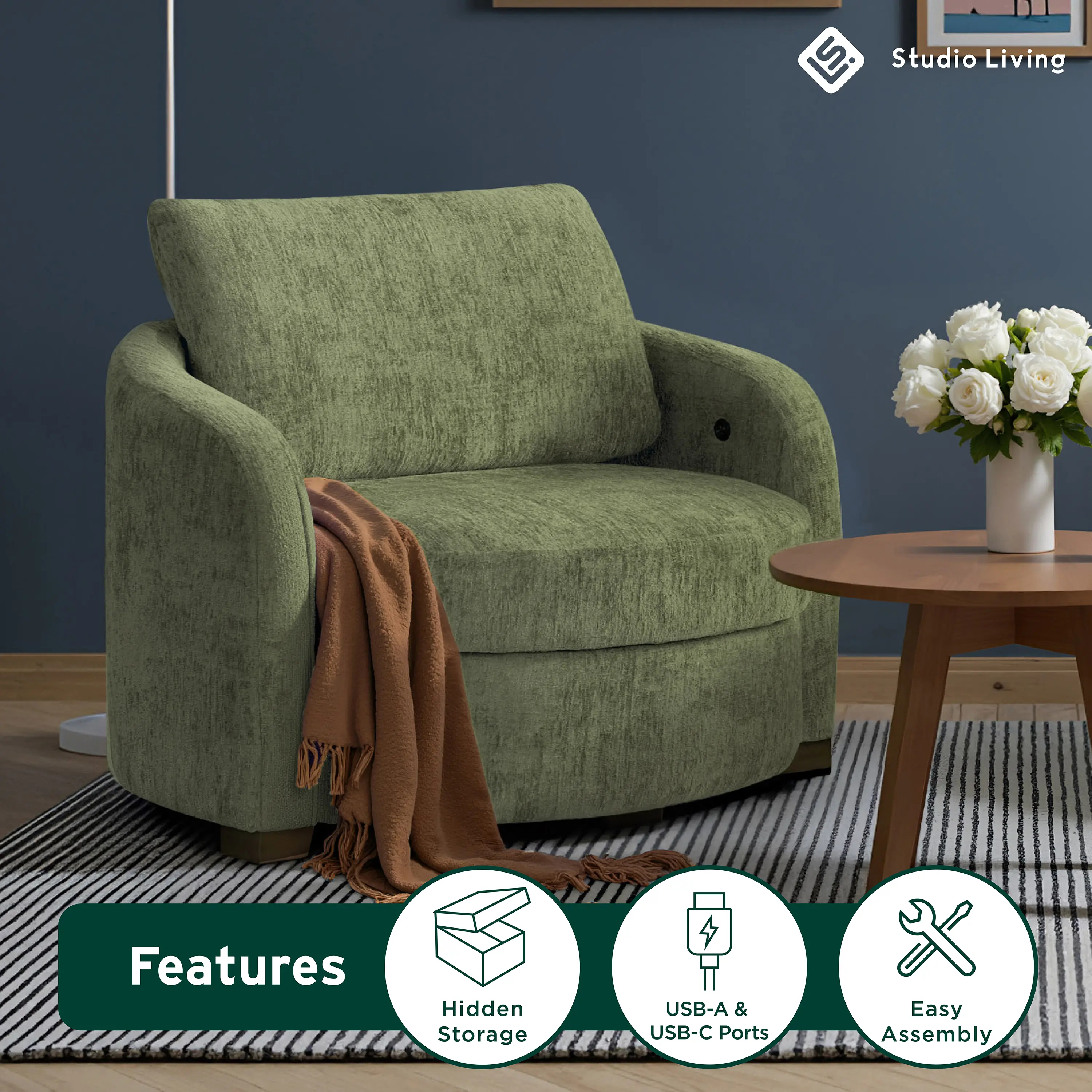 171A038OLV Chatsworth Olive Boucle Storage Accent Chair-6