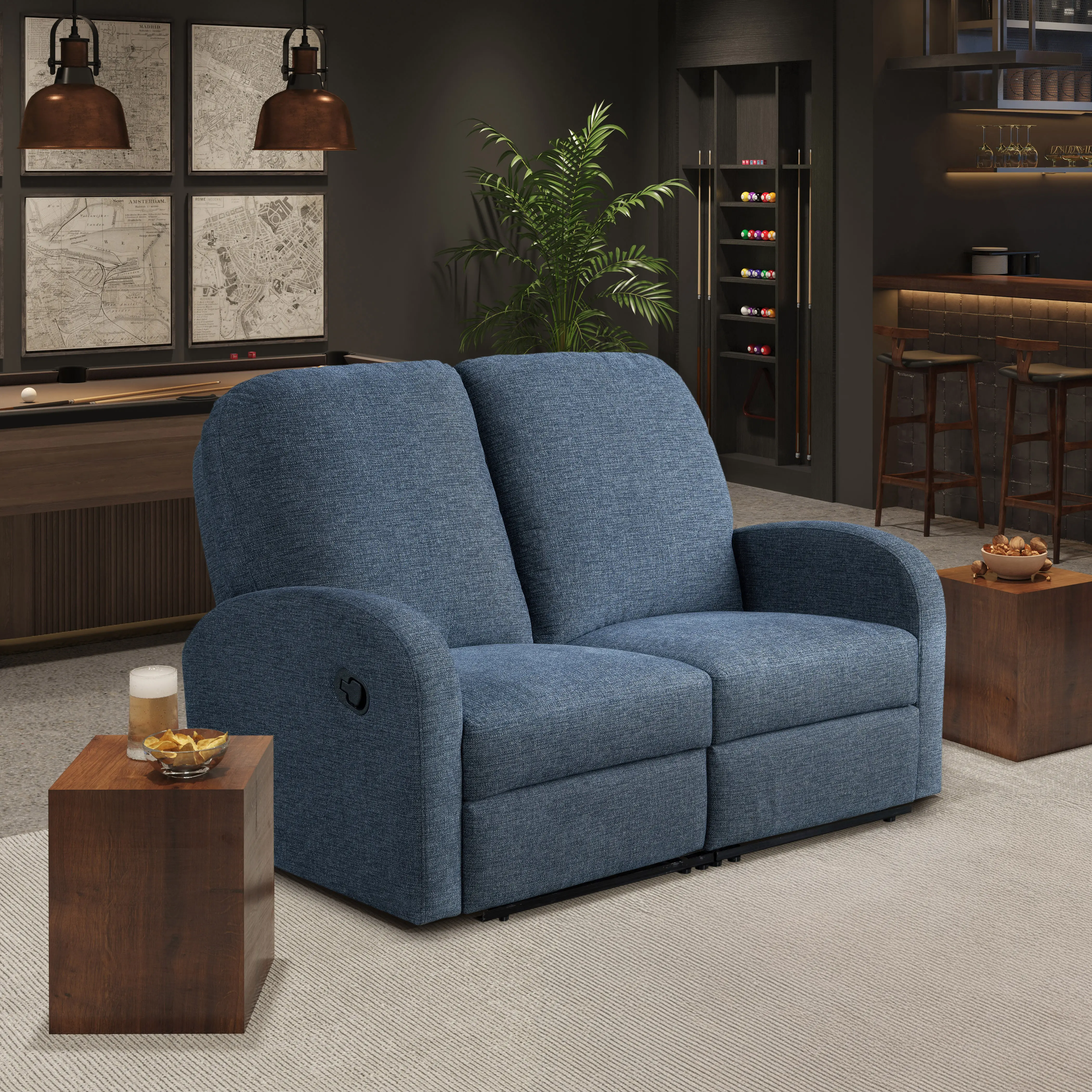 232A011BLU-SET Sabrina Blue Loveseat Recliner-1