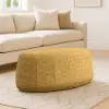 510A017MST Jackie Mustard Yellow Boucle Oval Ottoman