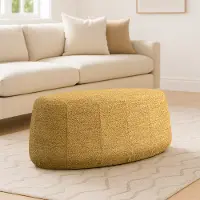 510A017MST Jackie Mustard Yellow Boucle Oval Ottoman