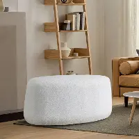 510A017WHI Jackie White Boucle Oval Ottoman