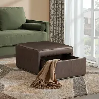 510A016BRN Mattie Chestnut Brown Faux Leather Storage Ottoman