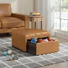 510A016CAR Mattie Caramel Brown Faux Leather Storage Ottoman