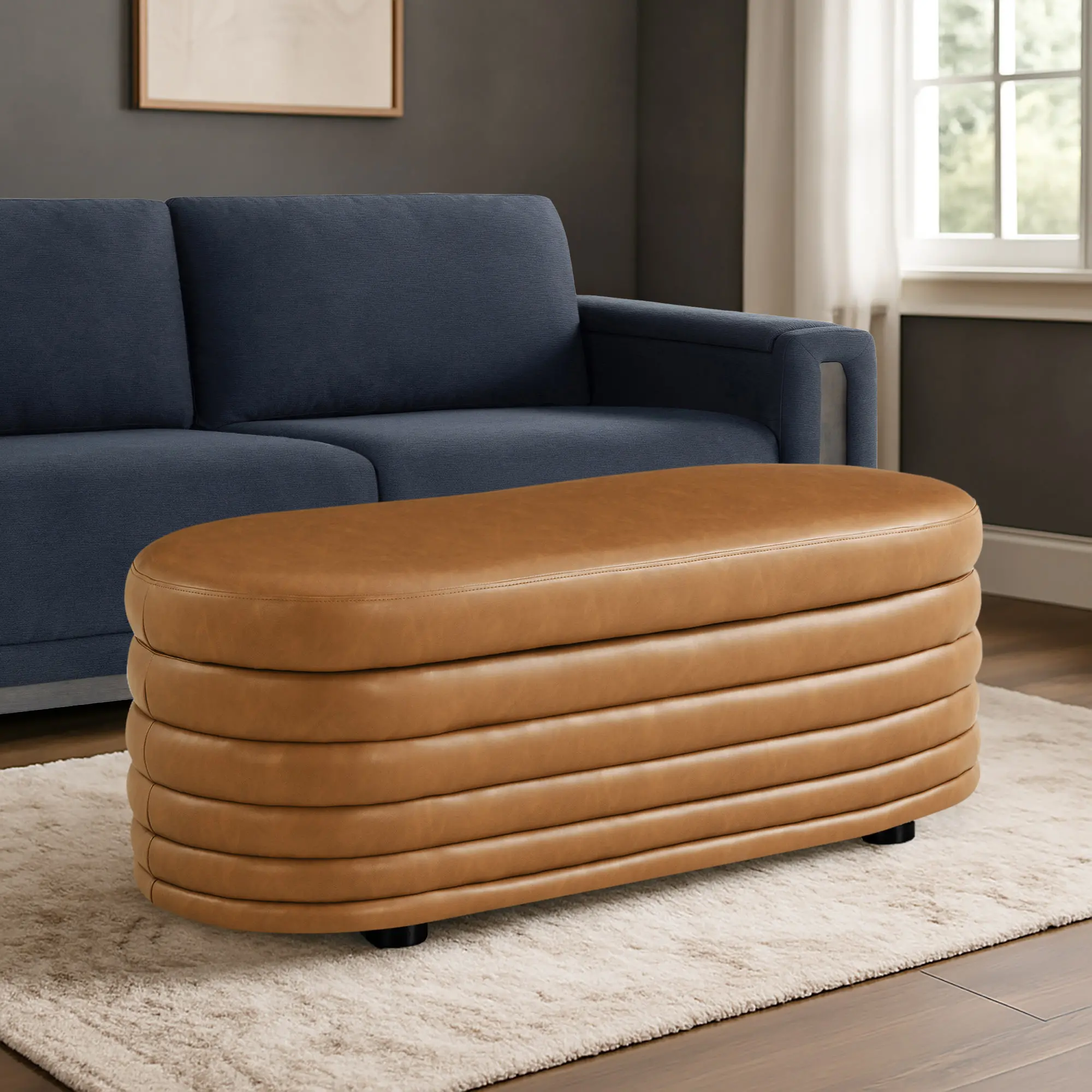 516A008CAR Cersei Caramel Brown Faux Leather Storage Ottoman-1