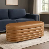 516A008CAR Cersei Caramel Brown Faux Leather Storage Ottoman