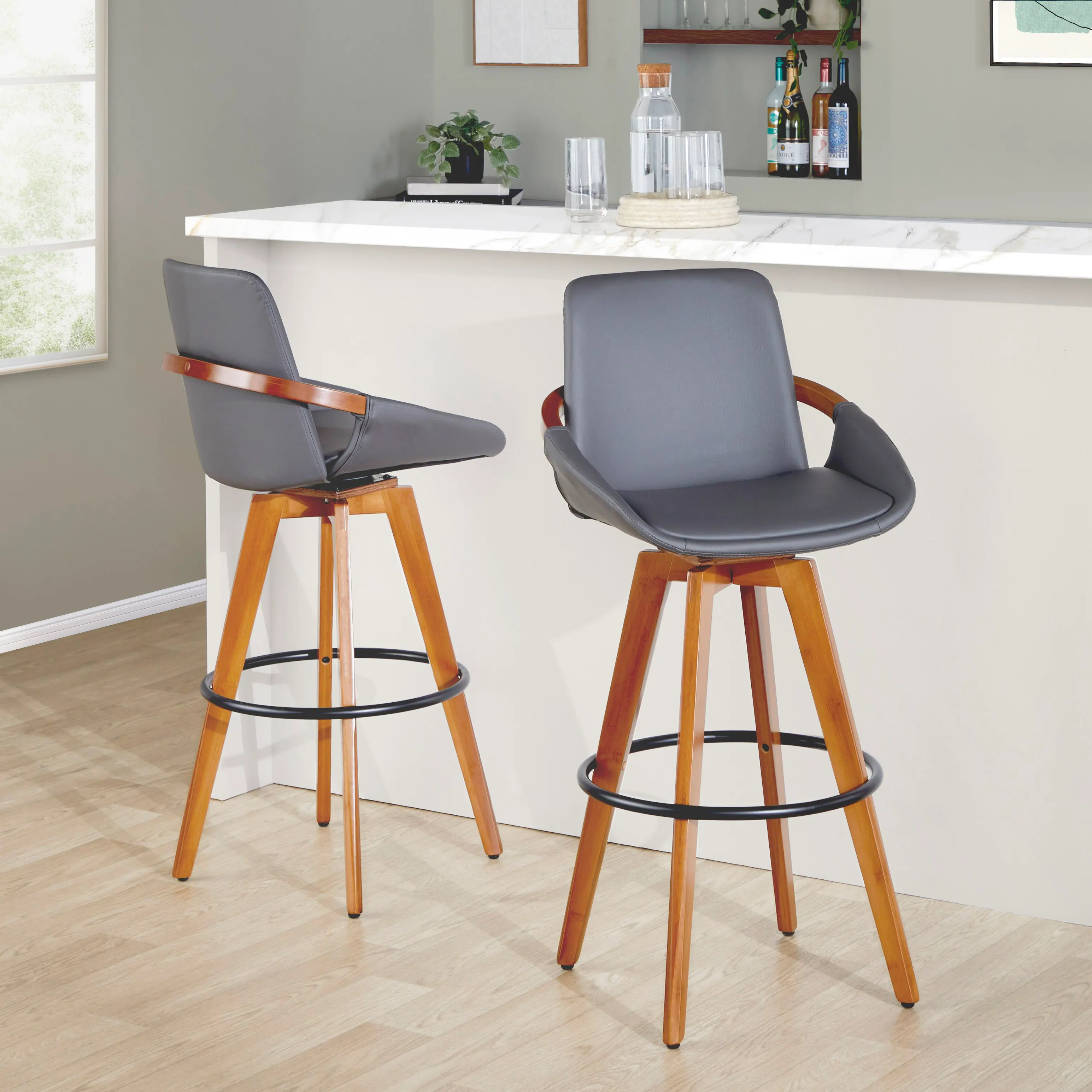 B30-COSMOPU WLDGY Cosmo Gray and Walnut 29  Barstool-2