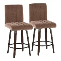 B26-HANKFB-GRTZQ2 BNBN2 Hank 26  Brown and Walnut Swivel Counter Stools - Set of 2