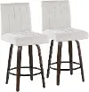 B26-HANKFB-GRTZQ2 BNLGY2 Hank 26  Light Gray and Walnut Swivel Counter Stools - Set of 2