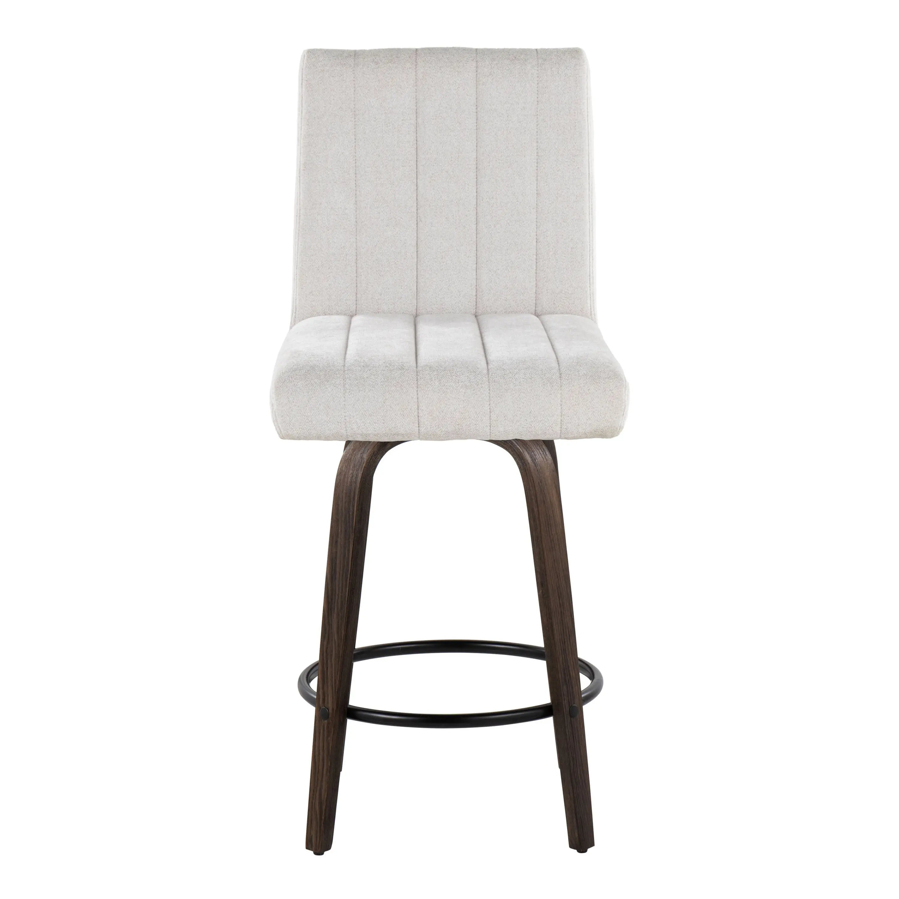 B26-HANKFB-GRTZQ2 BNLGY2 Hank 26  Light Gray and Walnut Swivel Counter Stools - Set of 2-3
