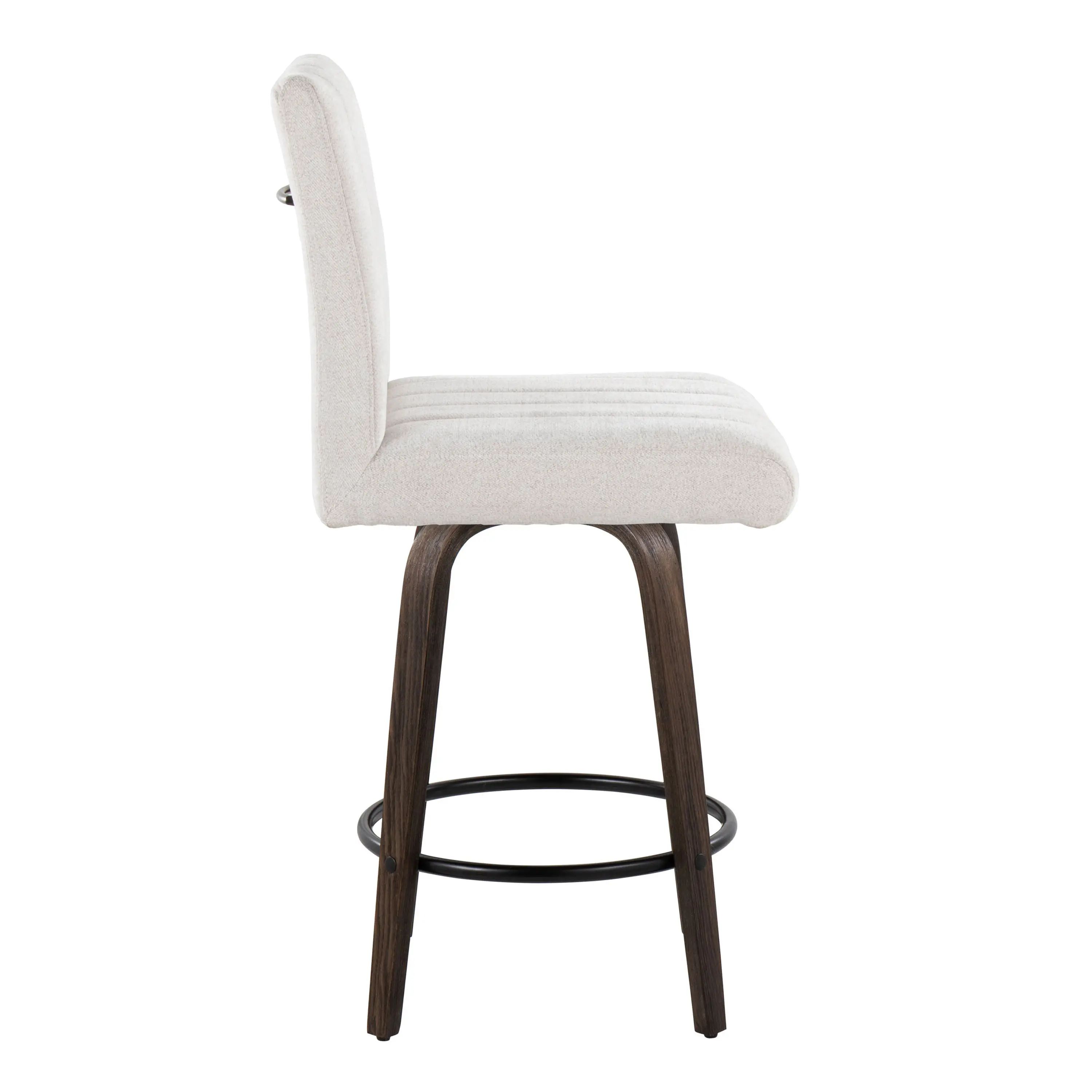 B26-HANKFB-GRTZQ2 BNLGY2 Hank 26  Light Gray and Walnut Swivel Counter Stools - Set of 2-5
