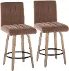 B26-HANKFB-GRTZQ2 WWBN2 Hank 26  Brown and Whitewashed Swivel Counter Stools - Set of 2