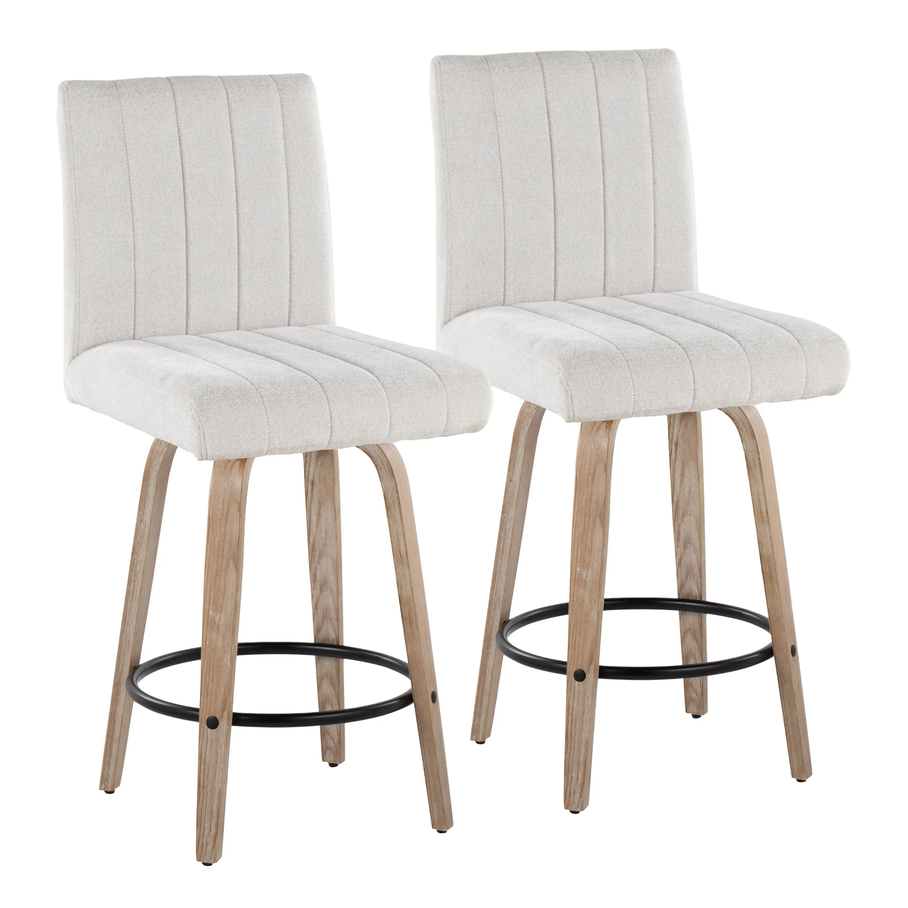 B26-HANKFB-GRTZQ2 WWLGY2 Hank 26  Light Gray and Whitewashed Swivel Counter Stools - Set of 2-1