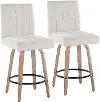 B26-HANKFB-GRTZQ2 WWLGY2 Hank 26  Light Gray and Whitewashed Swivel Counter Stools - Set of 2