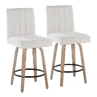 B26-HANKFB-GRTZQ2 WWLGY2 Hank 26  Light Gray and Whitewashed Swivel Counter Stools - Set of 2