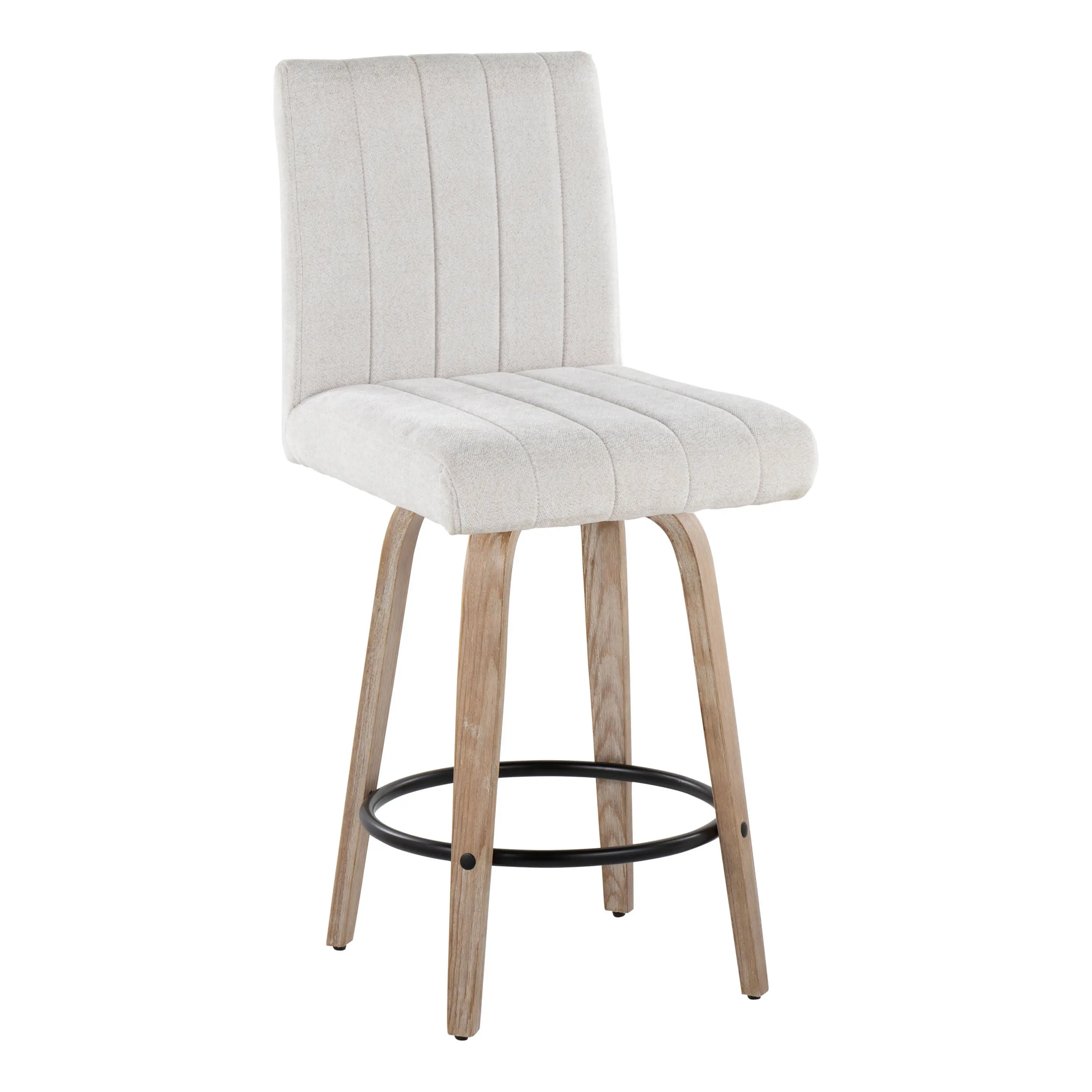 B26-HANKFB-GRTZQ2 WWLGY2 Hank 26  Light Gray and Whitewashed Swivel Counter Stools - Set of 2-4