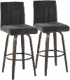 B30-HANKFB-GRTZQ2 BNBK2 Hank 30  Black and Brown Swivel Barstools - Set of 2