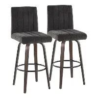 B30-HANKFB-GRTZQ2 BNBK2 Hank 30  Black and Brown Swivel Barstools - Set of 2