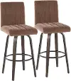 B30-HANKFB-GRTZQ2 BNBN2 Hank 30  Brown and Walnut Swivel Barstools - Set of 2