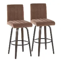 B30-HANKFB-GRTZQ2 BNBN2 Hank 30  Brown and Walnut Swivel Barstools - Set of 2