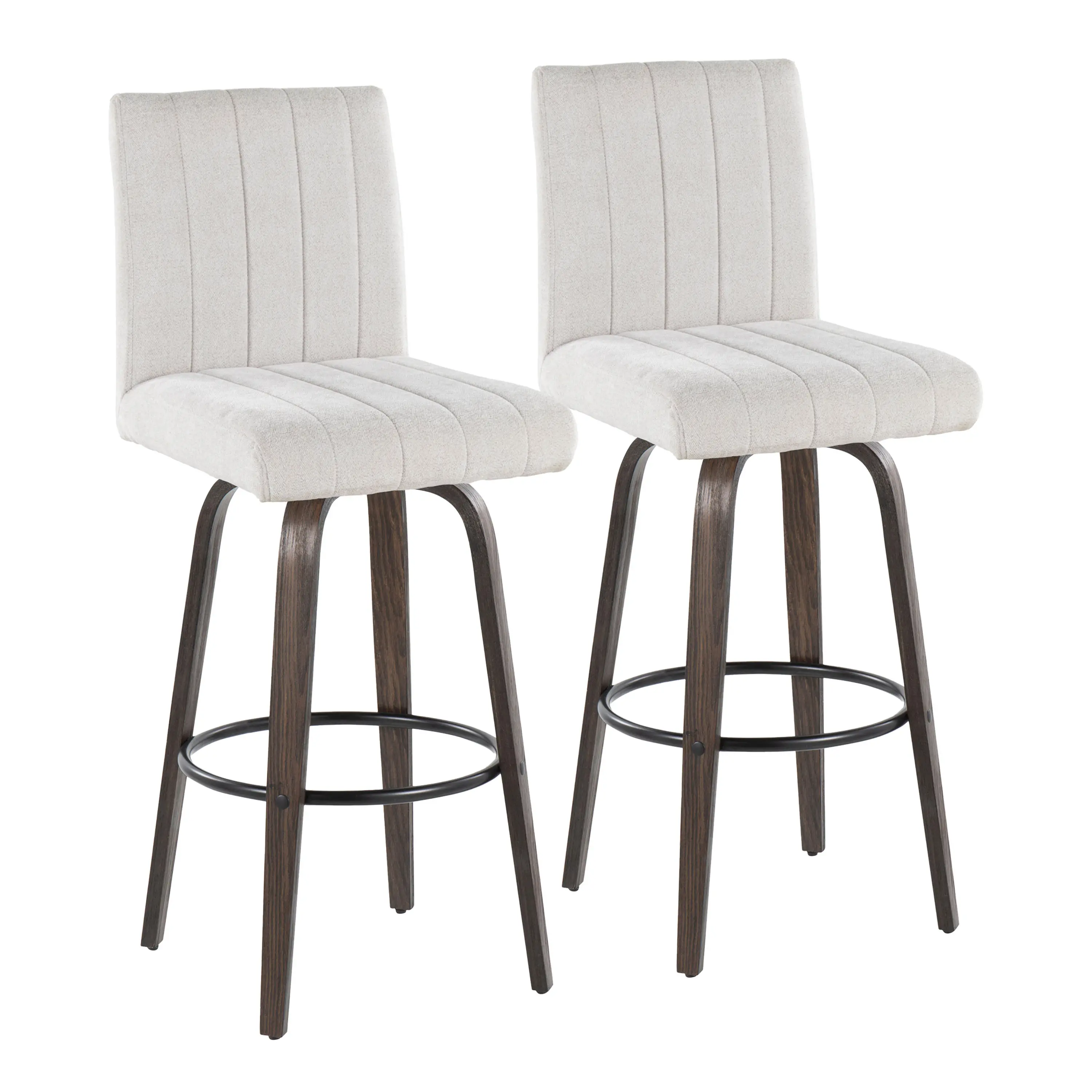 B30-HANKFB-GRTZQ2 BNLGY2 Hank 30  Light Gray and Walnut Swivel Barstools - Set of 2-1