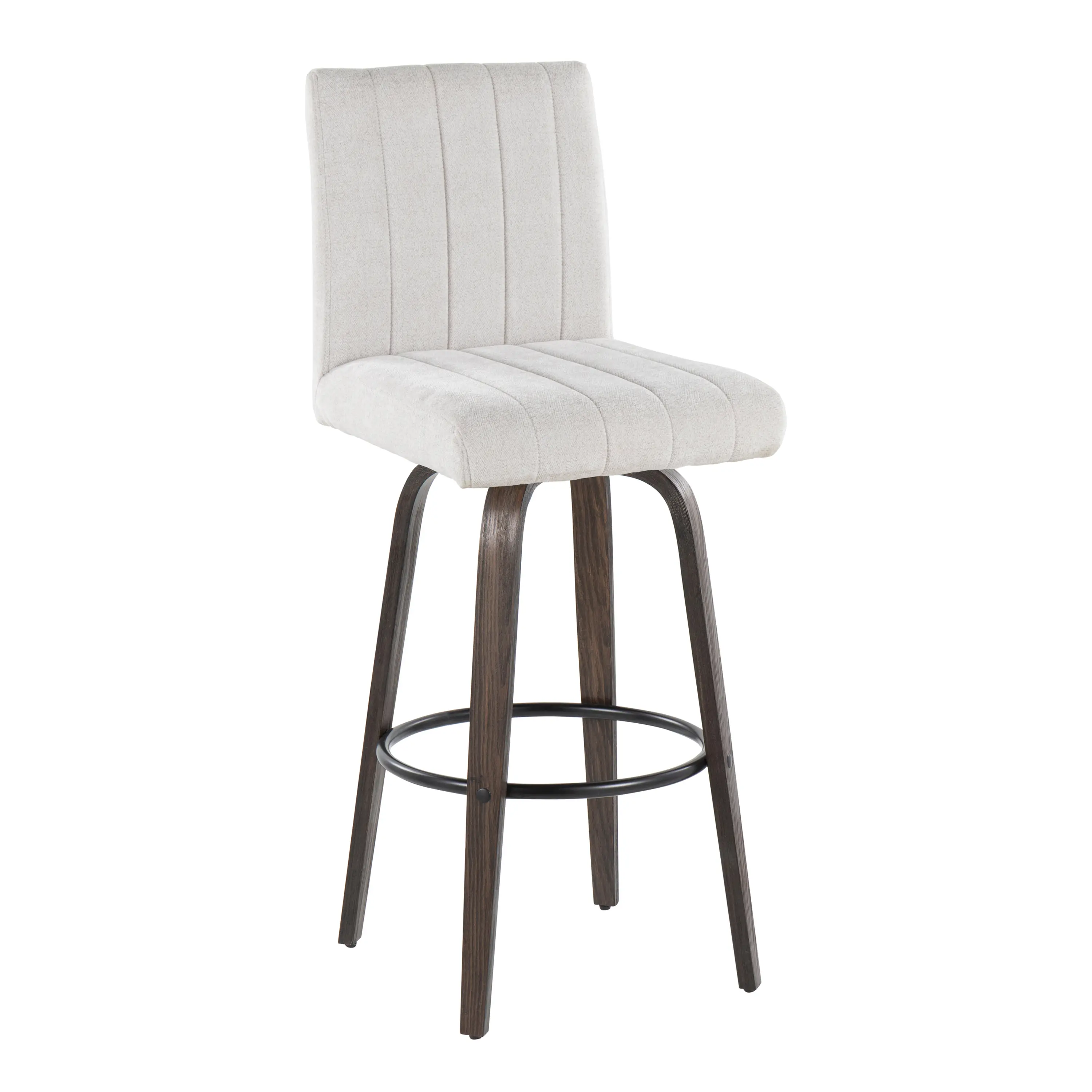 B30-HANKFB-GRTZQ2 BNLGY2 Hank 30  Light Gray and Walnut Swivel Barstools - Set of 2-4