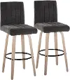 B30-HANKFB-GRTZQ2 WWBK2 Hank 30  Black and Whitewashed Swivel Barstools - Set of 2