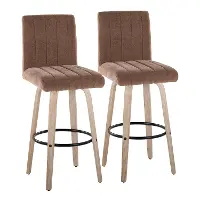 B30-HANKFB-GRTZQ2 WWBN2 Hank 30  Brown and Whitewashed Swivel Barstools - Set of 2