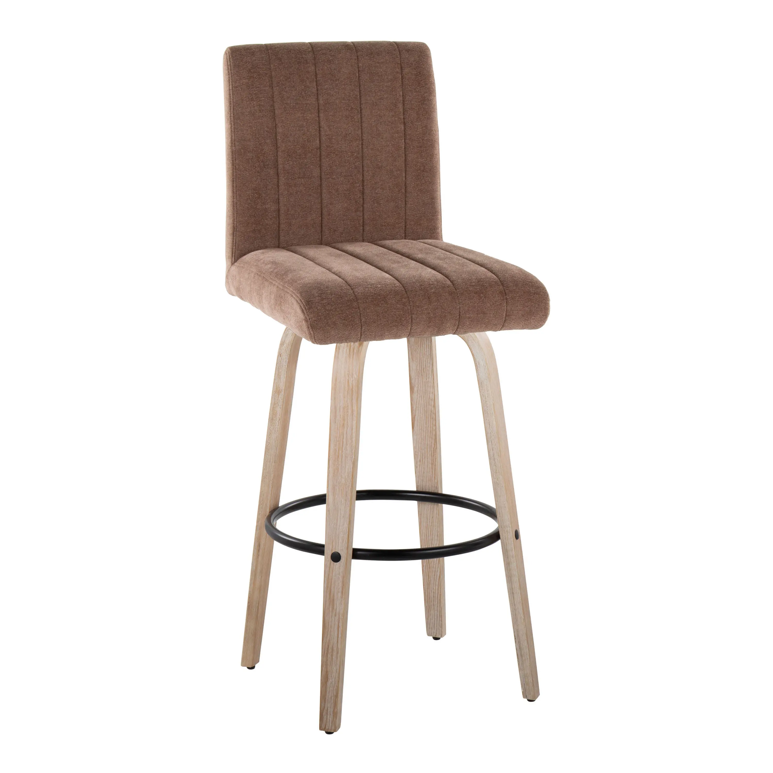 B30-HANKFB-GRTZQ2 WWBN2 Hank 30  Brown and Whitewashed Swivel Barstools - Set of 2-4