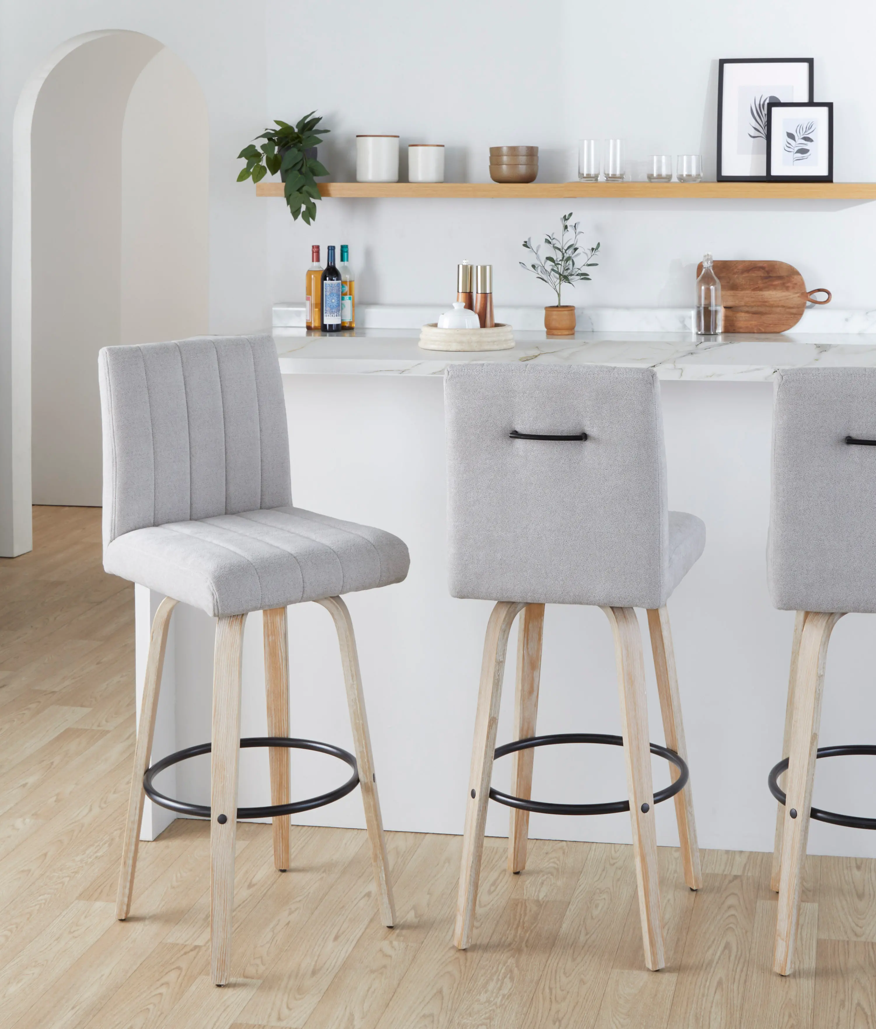 B30-HANKFB-GRTZQ2 WWLGY2 Hank 30  Light Gray and Whitewashed Swivel Barstools - Set of 2-2