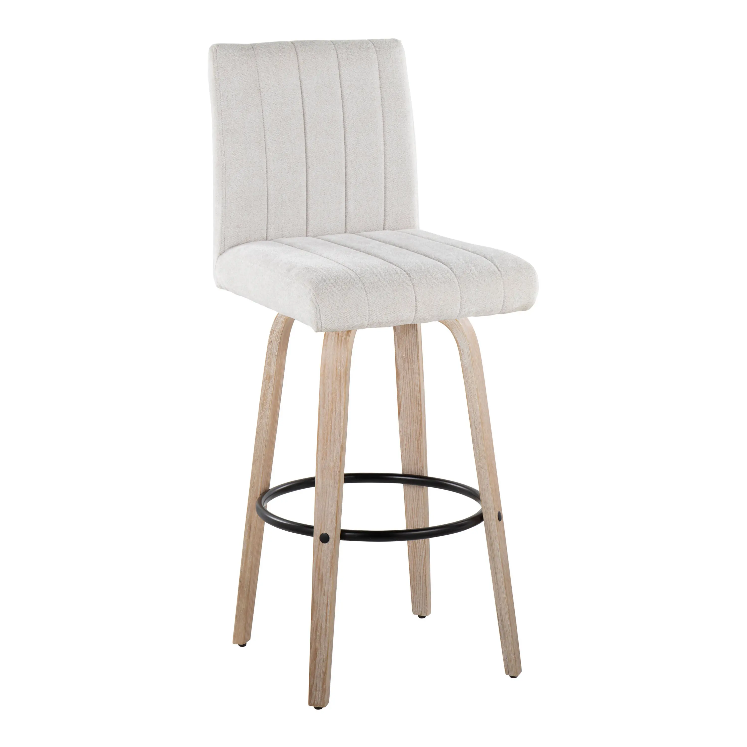 B30-HANKFB-GRTZQ2 WWLGY2 Hank 30  Light Gray and Whitewashed Swivel Barstools - Set of 2-4