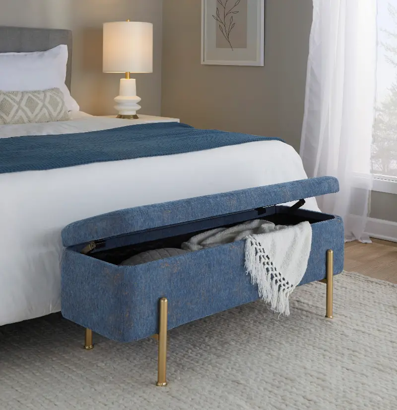 Daniella Blue Storage Bench