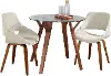 DS3-FOLIARNDWLCL+2FBCONLFBWLCR Folia Round Fabrico Walnut and Cream 3 Piece Dining Set