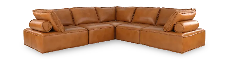 Monarch Saddle Tan 5-Piece Leather Sectional