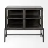 Arelius Black-Brown Glass Door Accent Cabinet