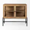 Arelius Light Brown Glass Door Accent Cabinet