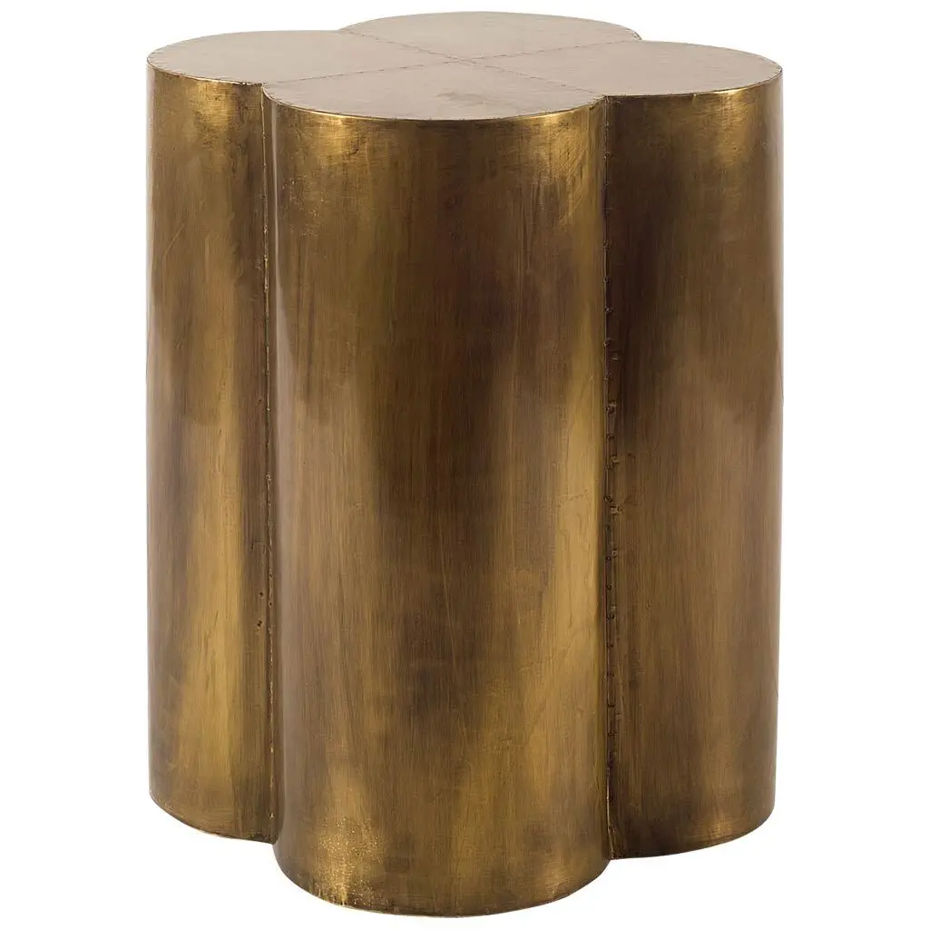 Quatrefoil 18  Gold Flower Accent Table-3