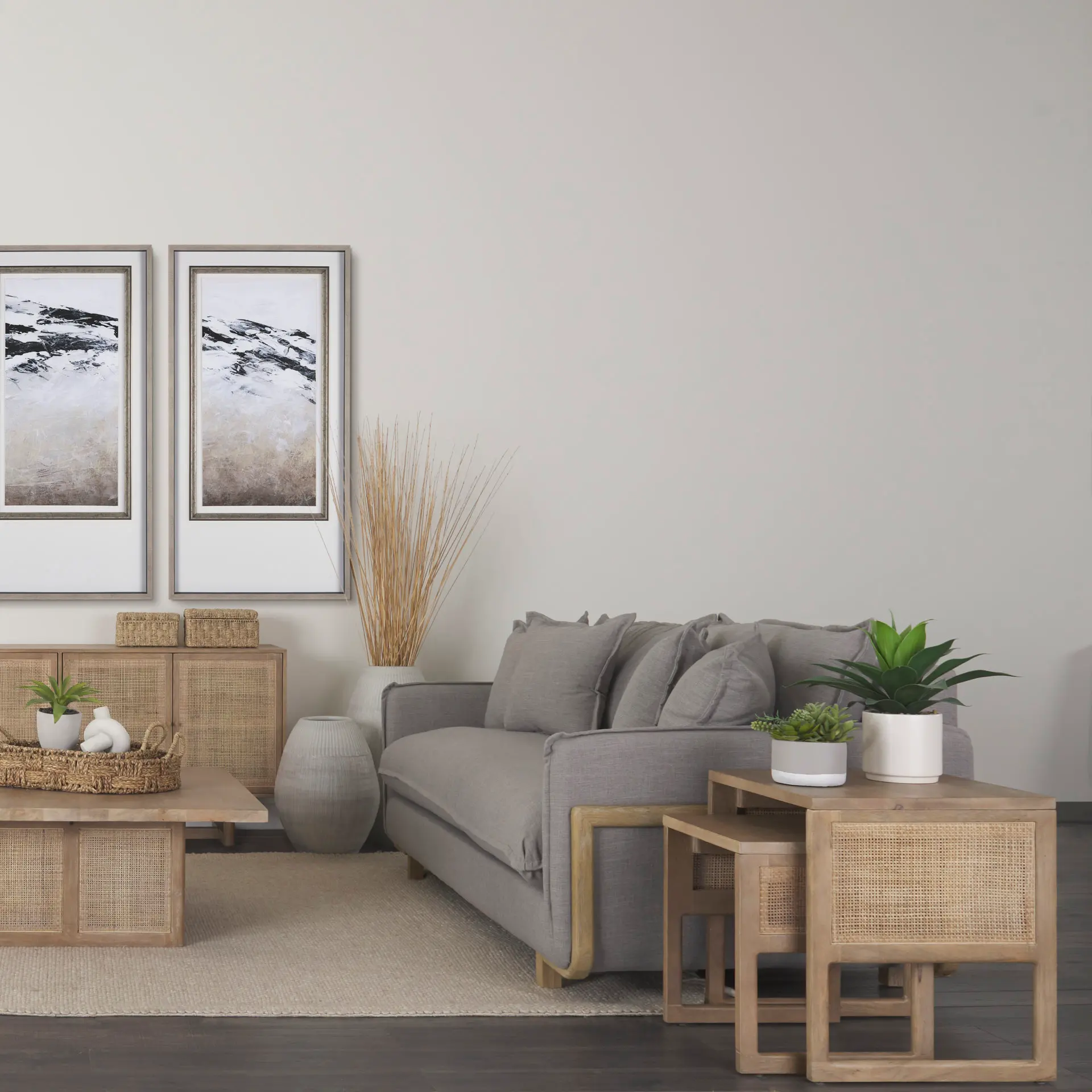 Grier Light Brown Cane Nesting Accent Tables-2