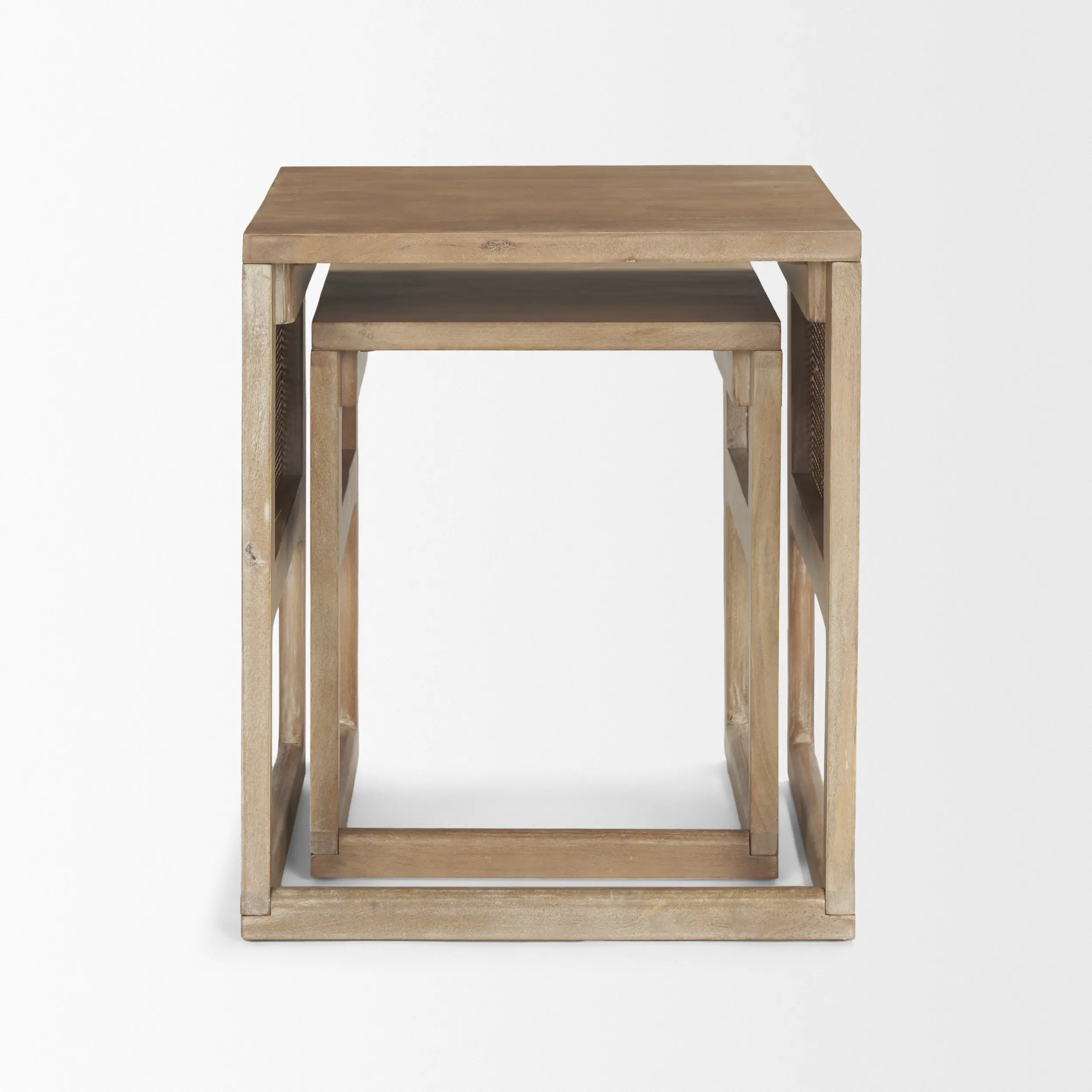 Grier Light Brown Cane Nesting Accent Tables-6