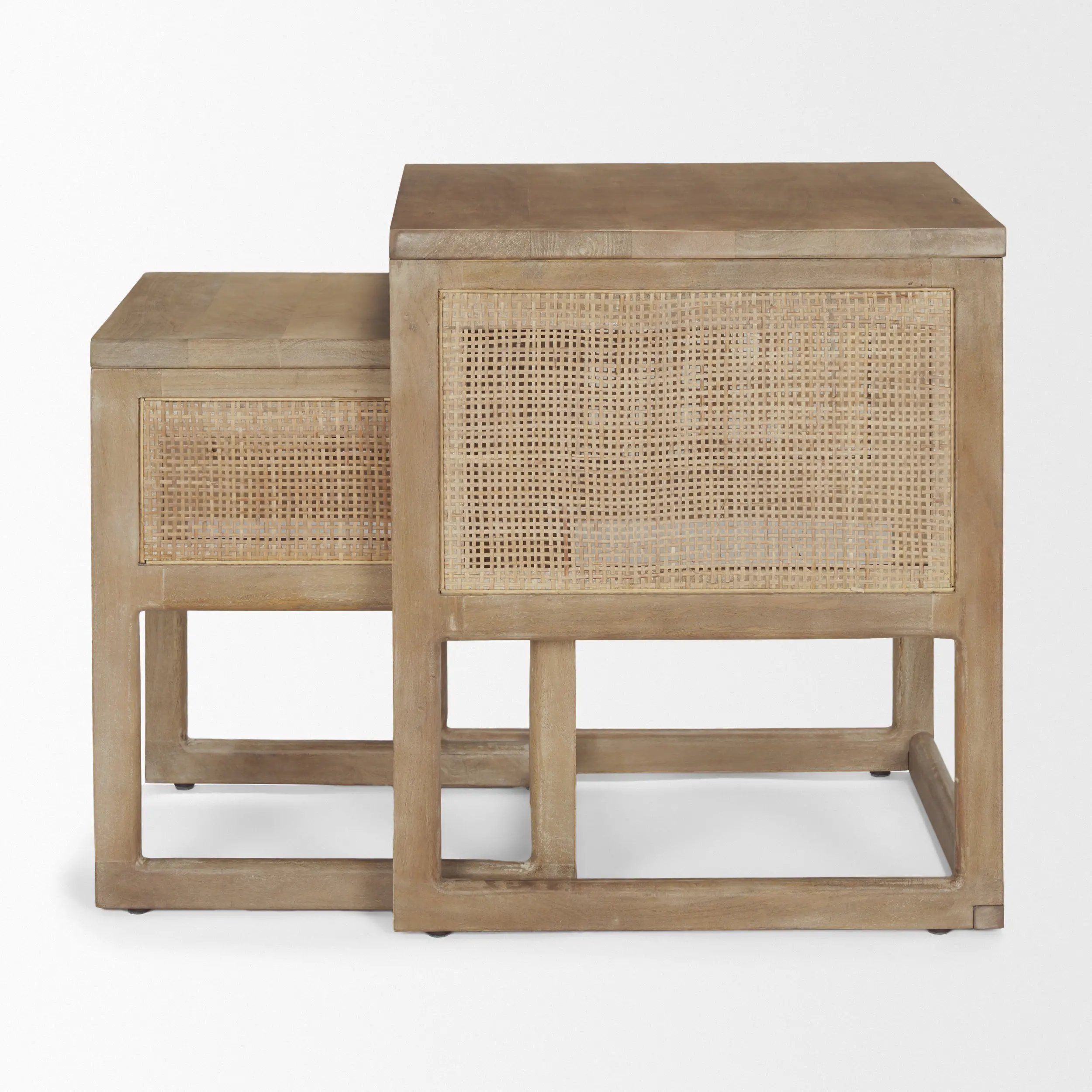 Grier Light Brown Cane Nesting Accent Tables-7