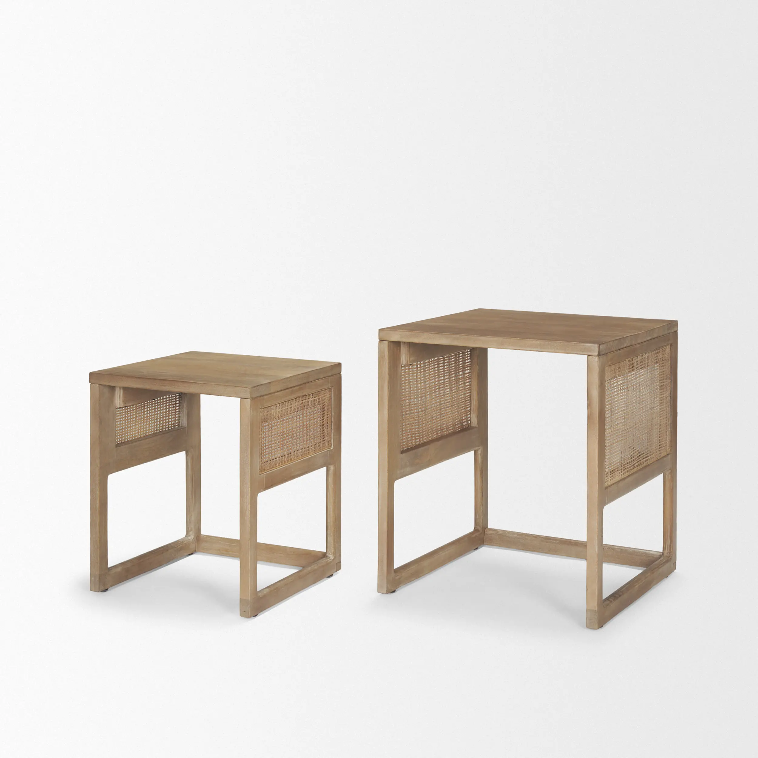 Grier Light Brown Cane Nesting Accent Tables-8