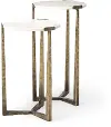 Atticus White Marble and Antiqued Gold Metal Nesting Tables